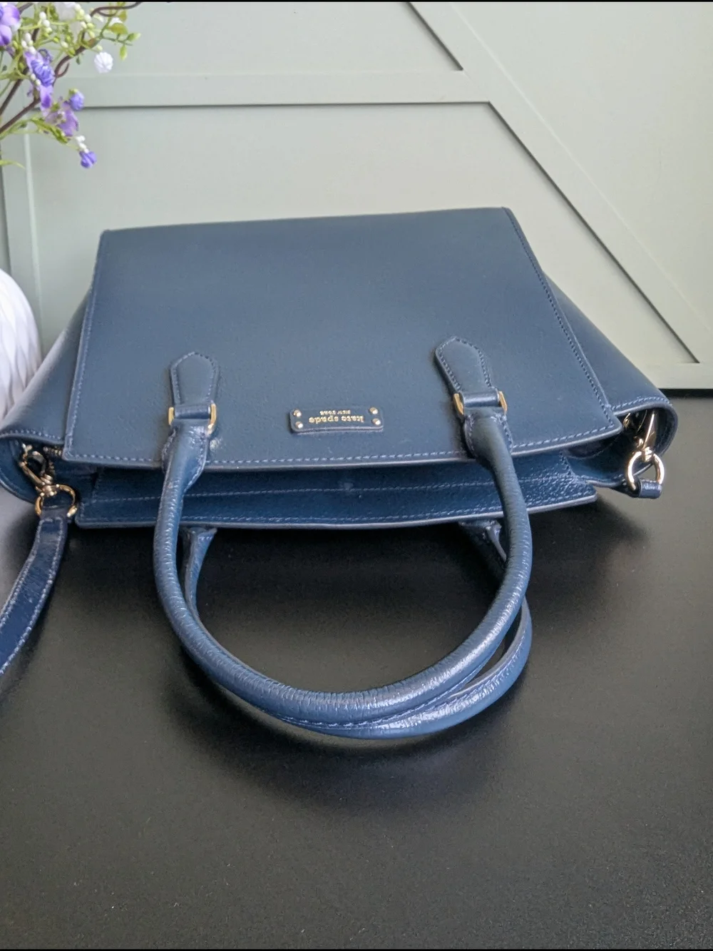 Kate Spade Blue Pebble Leather Satchel